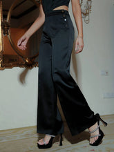 D&M High Waist Button Detail Satin Pants